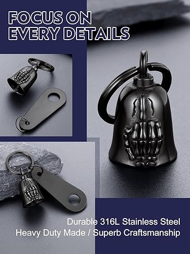 Miniatura 2 de Bandmax Llavero de motocicleta para motociclista, de acero inoxidable, campanas de guardián de conducción segura para motocicletas