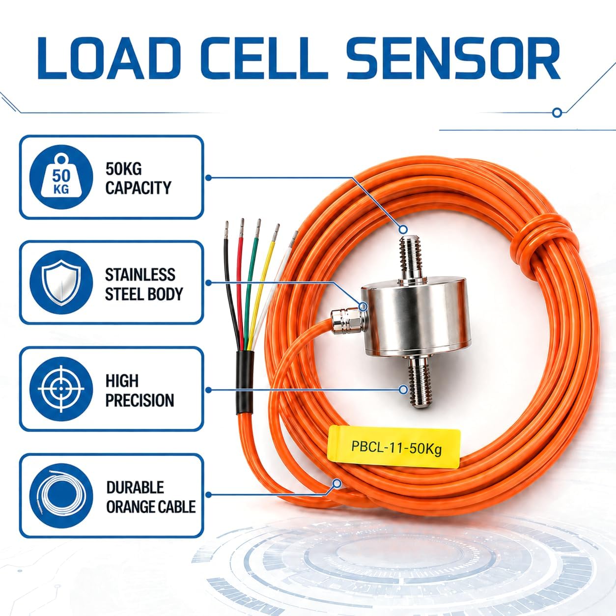 50kg Mini Load Cell Sensor for Tension Compression Testing