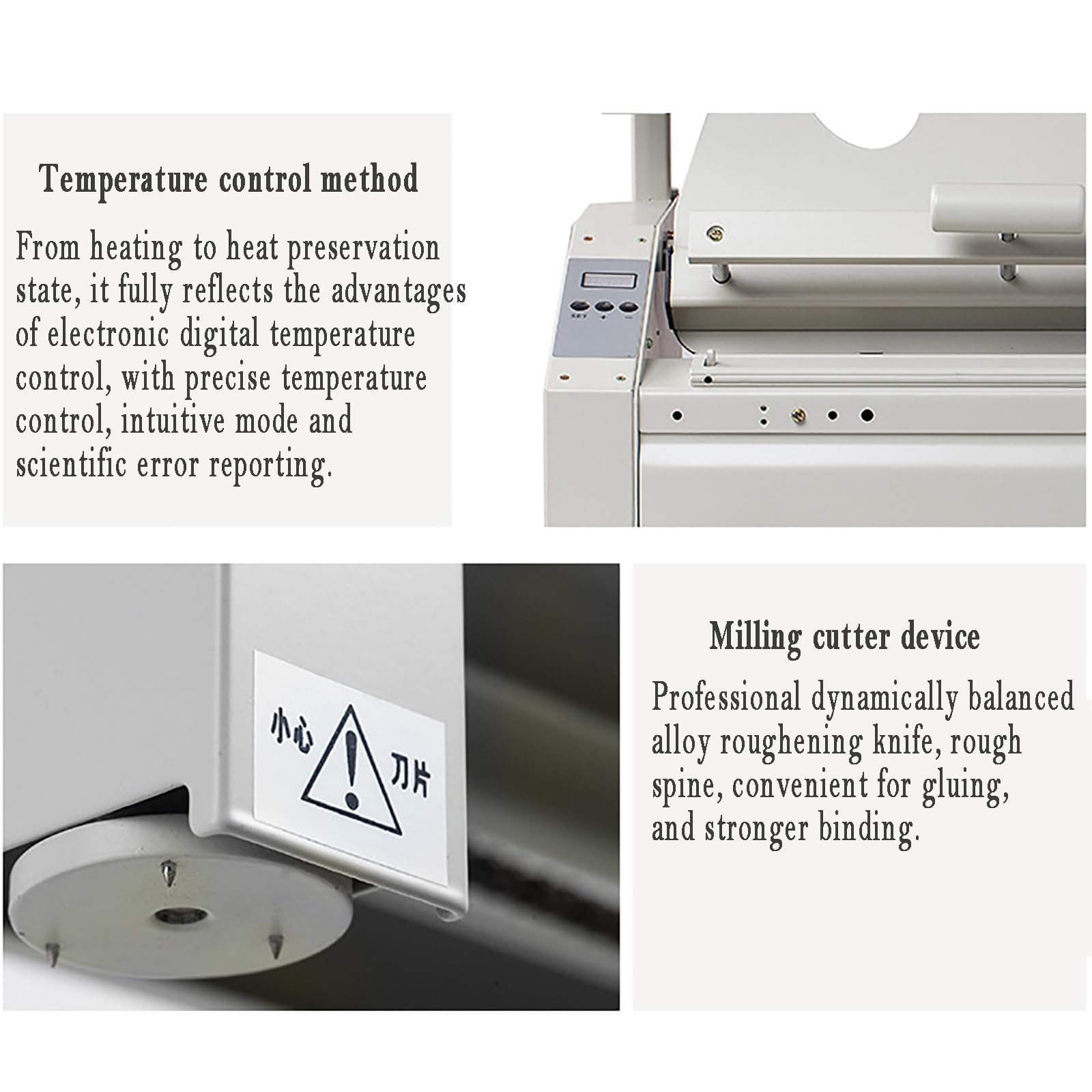 Rilegatrice termica con controllo della temperatura digitale con fresatura della colonna vertebrale Rougher, per rilegatura professionale di libri, album, quaderni