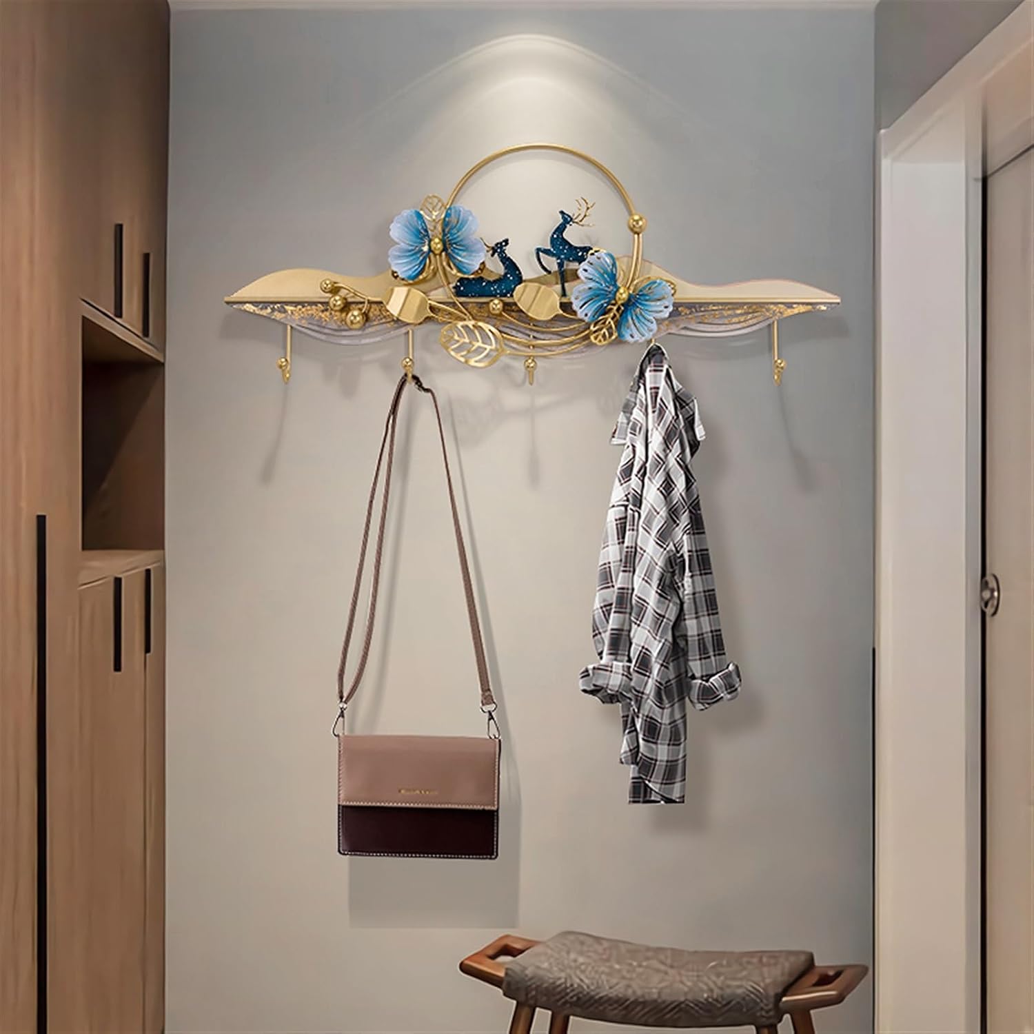 Coat Hooks for Wall New Chinese Wall Mounted Coat Rack Creative Entryway Coat Hooks Wall Hanging Heavy Duty Wall Behind The Door Metal Hangers Coat Rack