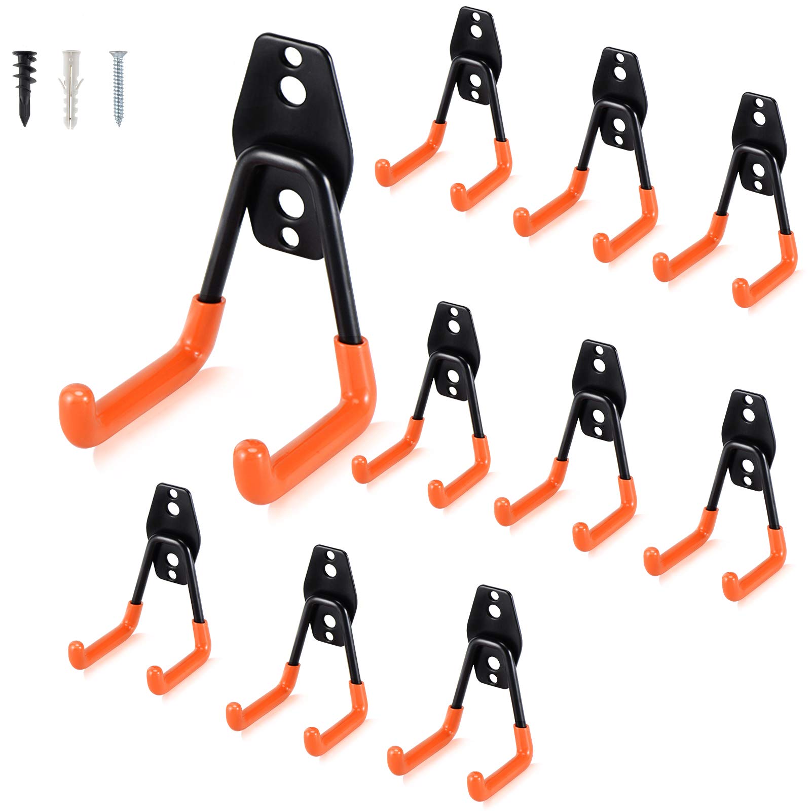 Aoben Heavy Duty Steel Garage Storage Hooks - Utility Tool Hangers and Combinable Wall Mount Hooks for Organizing Ladder, Hold Chairs, Heavy Tools (