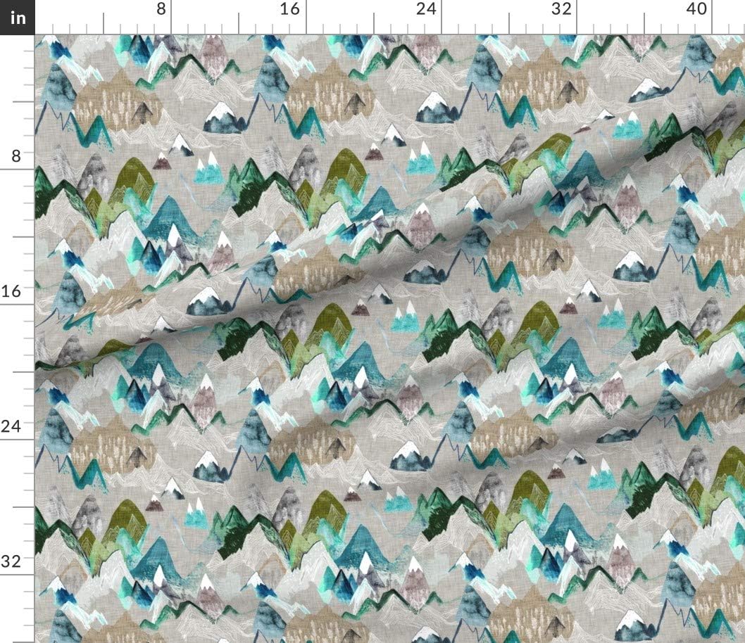 Spoonflower Fabric - Call Mountains Olive Mountain Boy Nursery Adventure Wilderness Printed on Petal Signature Cotton Fabric by The Yard - Sewing Quilting Apparel Crafts Decor