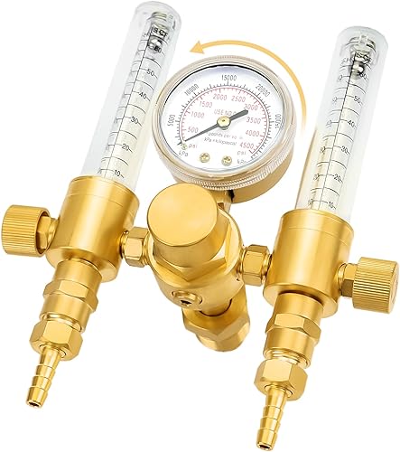 Zistel Regulador de argón dual para soldadura Tig Regulador de gas de argón 0-60CFH CGA580