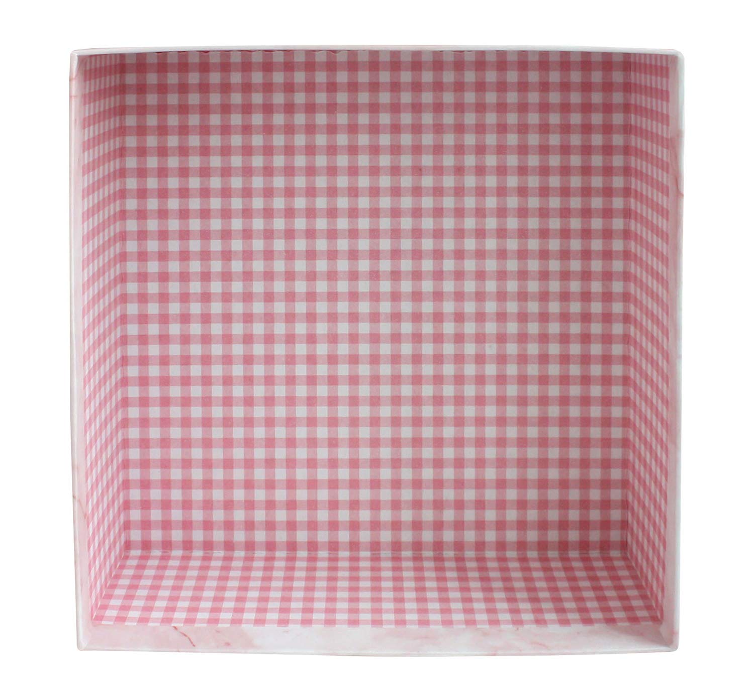 Boîte Cadeau Luxe Effet Marbre Rose Et Or - 23.5x23.5x9 Cm - Couvercle Transparent, Intérieur Rose - Prête à Offrir