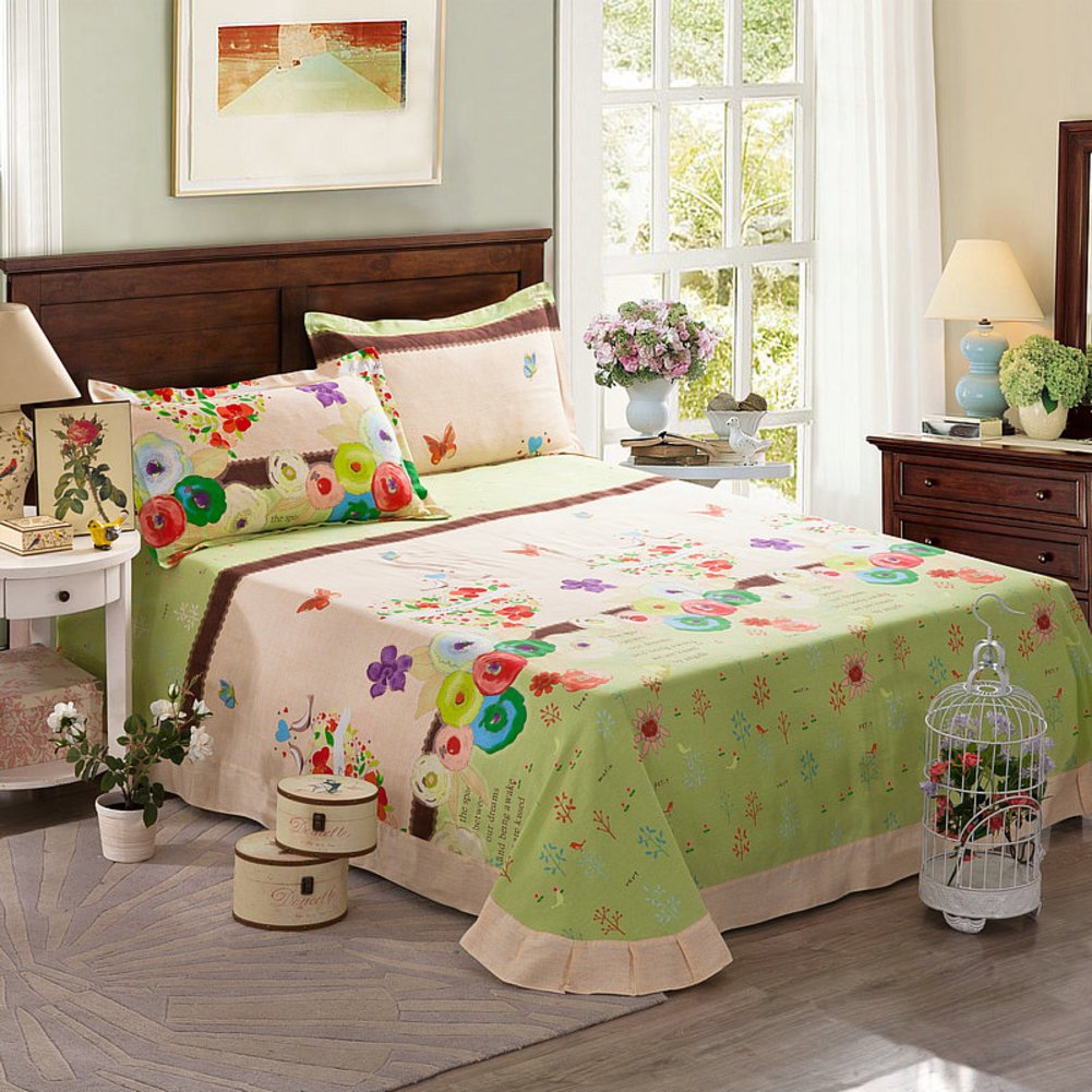 Drap en coton double 270x245cm contre la transpiration lit rembourré