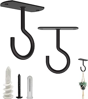 NACETURE Ceiling Hooks for Hanging Plants 2 Pack - Square Wall Mount Plant Hanger Indoor Hanging Hooks Metal Plant Bracket Iron Lanterns Hangers for Wind Chimes