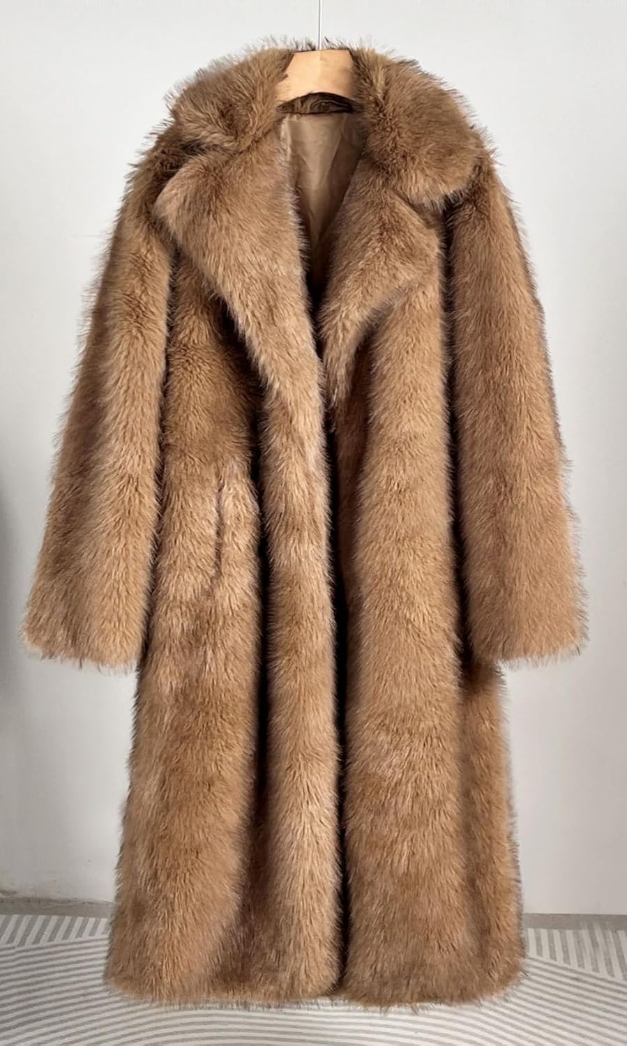 Women's Shaggy Faux Fur Warm Maxi Overcoat Outwear,Fluffy Winter Parka Long Jackets Coats - Image 7