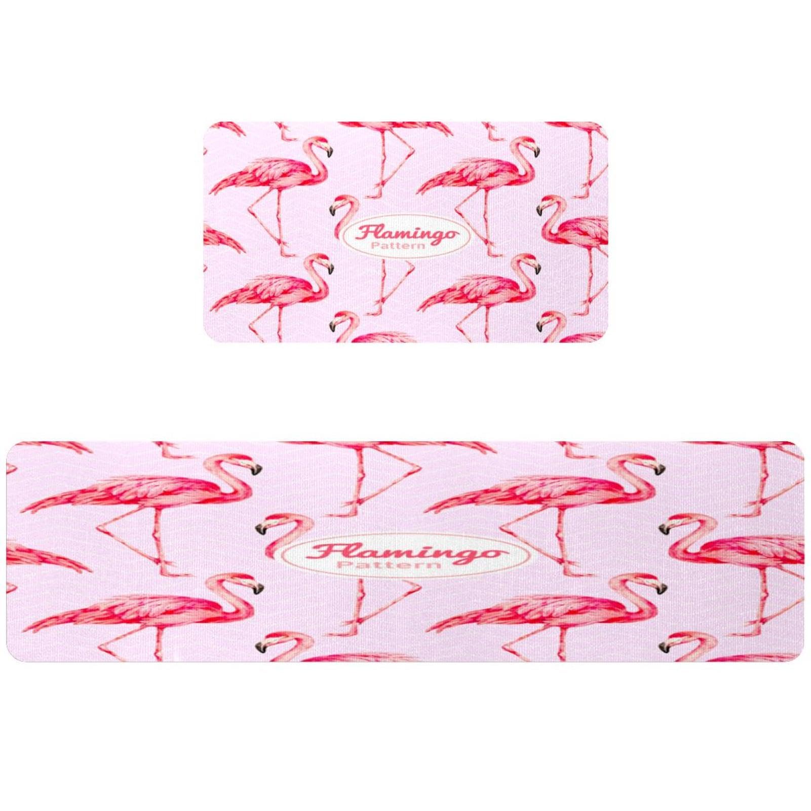 2 tapetes de cocina VAPOKF de flamenco rosa lavables y antideslizantes para el suelo