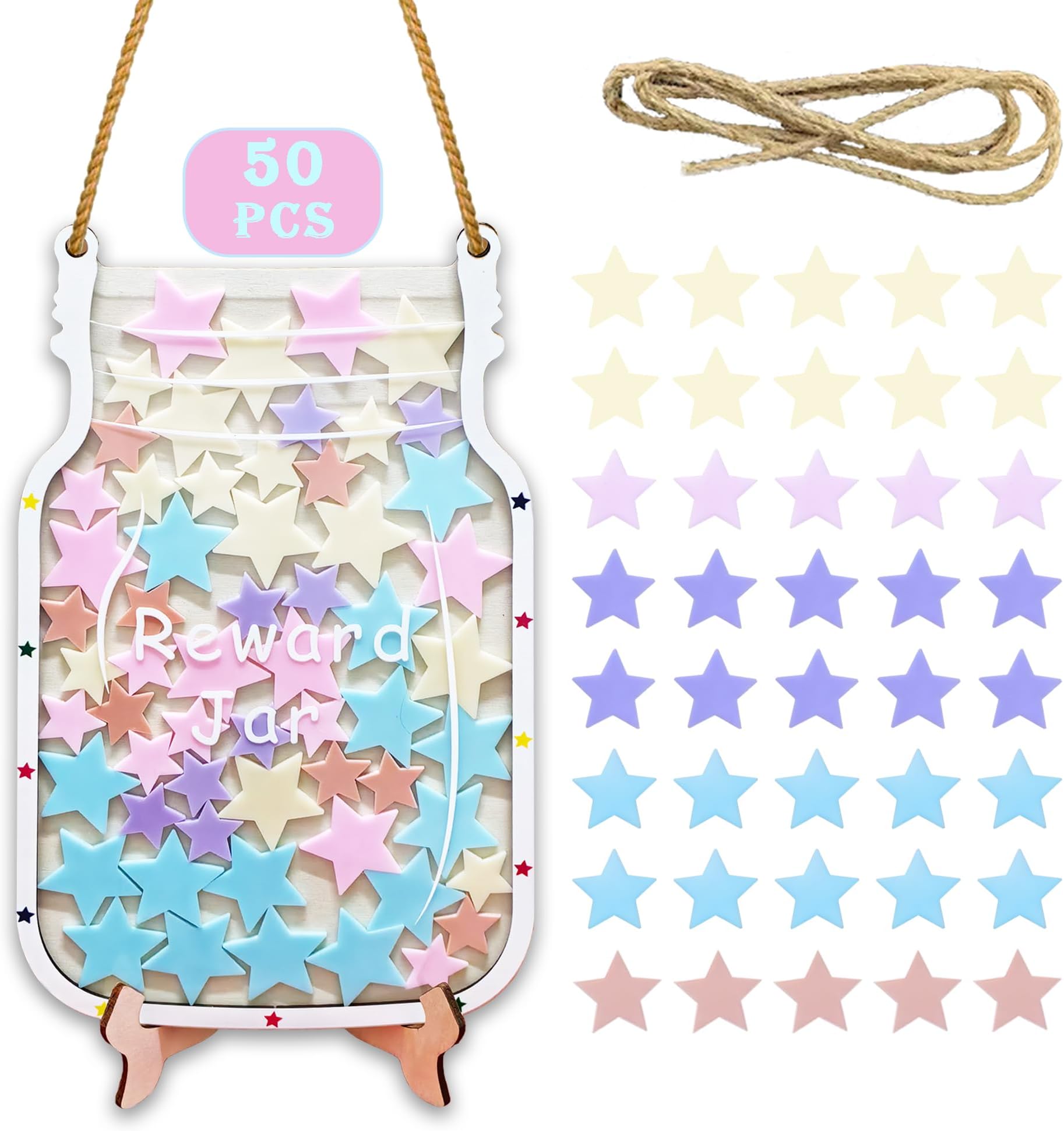 Amazon.com : Reward Jar for Kids Classroom Incentive Mason Jar Stars ...