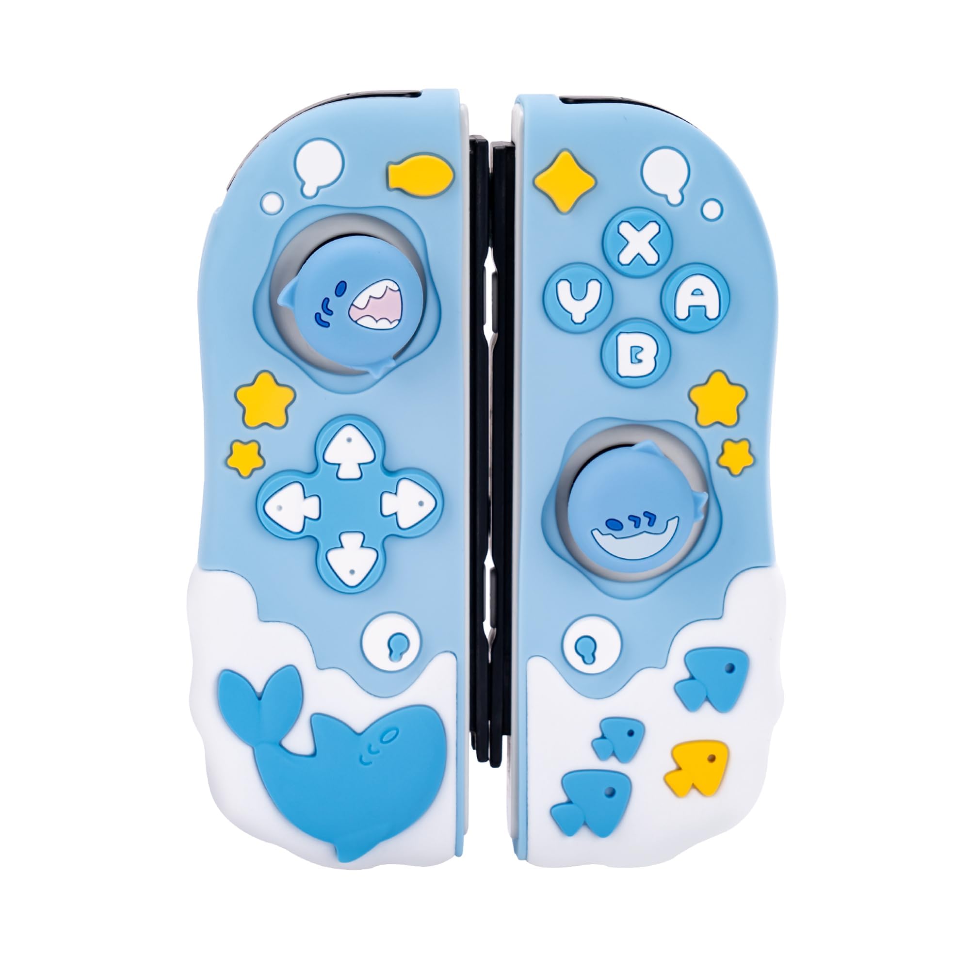 GeekShare Coque de Protection pour manettes Switch Joy Con, Coque de Protection en Silicone Souple Compatible avec Les manettes Switch Joy Cons, fête de Requin