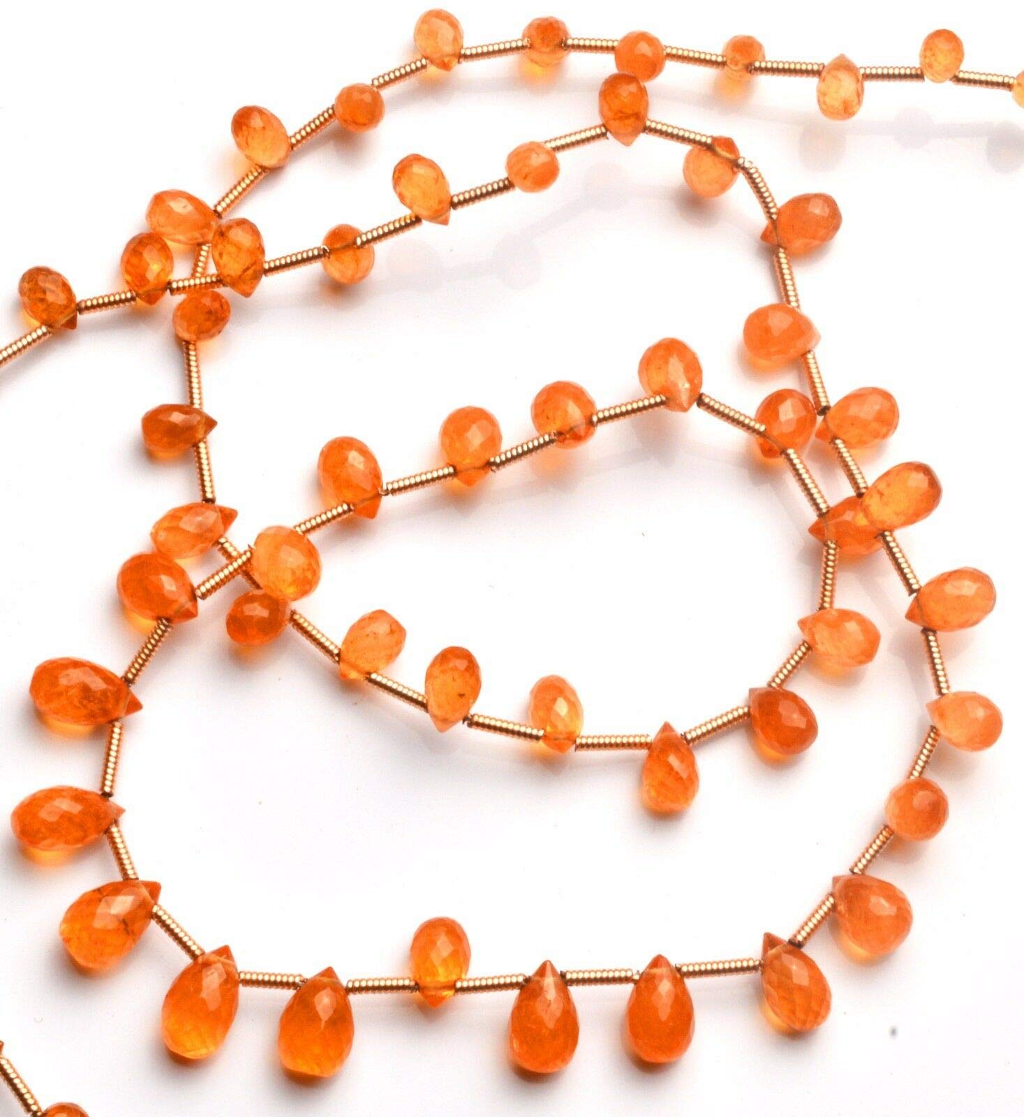 LKBEADSLKBEADS Unisex 8 Inch Spessartine Garnet 3X5-6X9mm Teardrop Shape Faceted Cut Stones for Jewellery Making, Beading & Craft Supplies (Multicolor) -4456