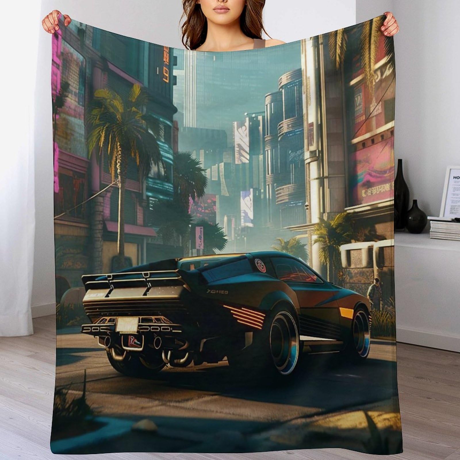 Couverture voiture de sport cadeau idéal et couverture duveteuse pour lit enfant