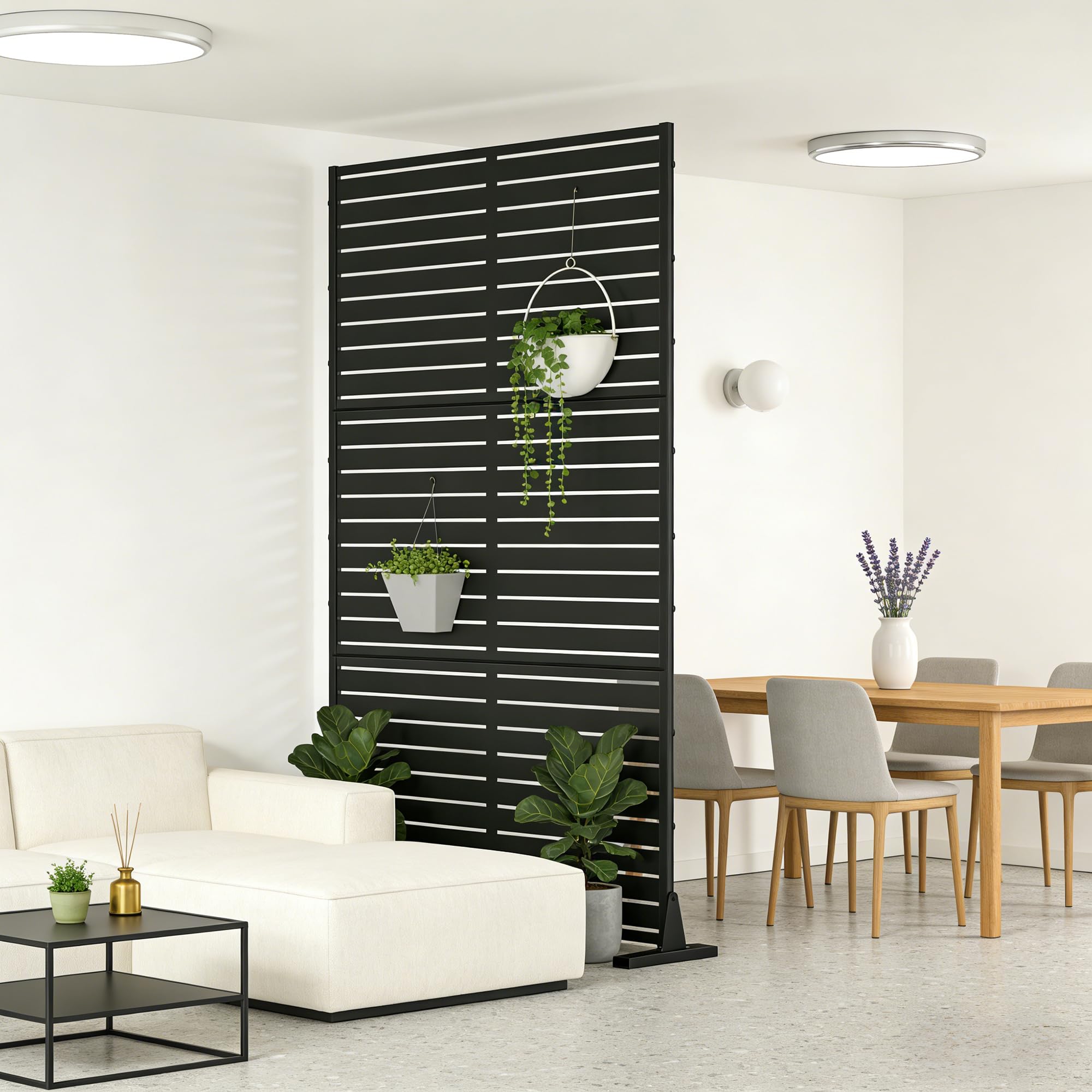 casa.pro Trennwand Nodepp Raumteiler 180 x 90 cm Sichtschutz Outdoor Indoor Raumtrenner Terrasse Balkon verzinkter Stahl Paravent Schwarz