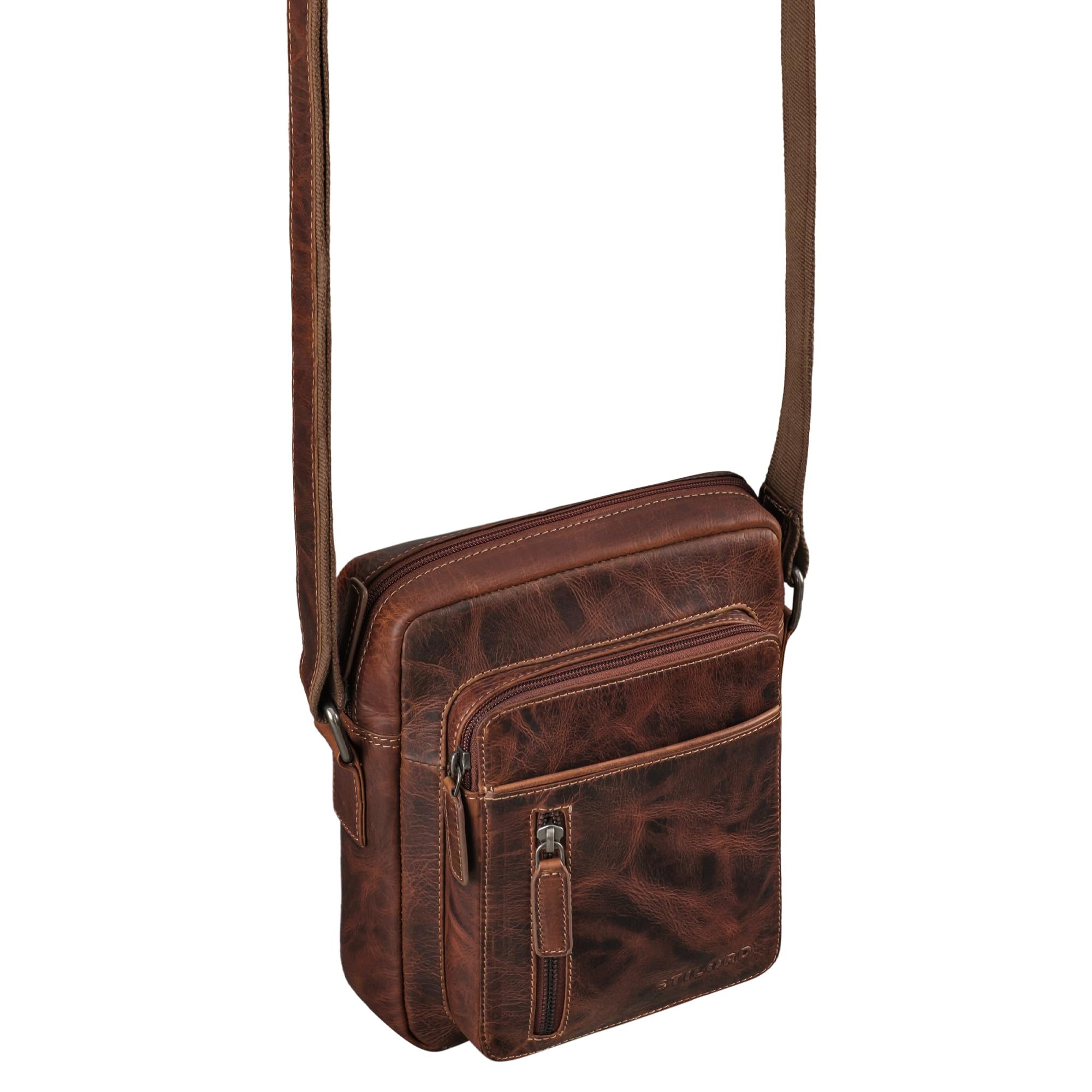 STILORD 'Dain' Borsa a Tracolla Uomo in Pelle Vera, Crossbody Vintage, Custodia Tablet, Shoulder Bag Cuoio