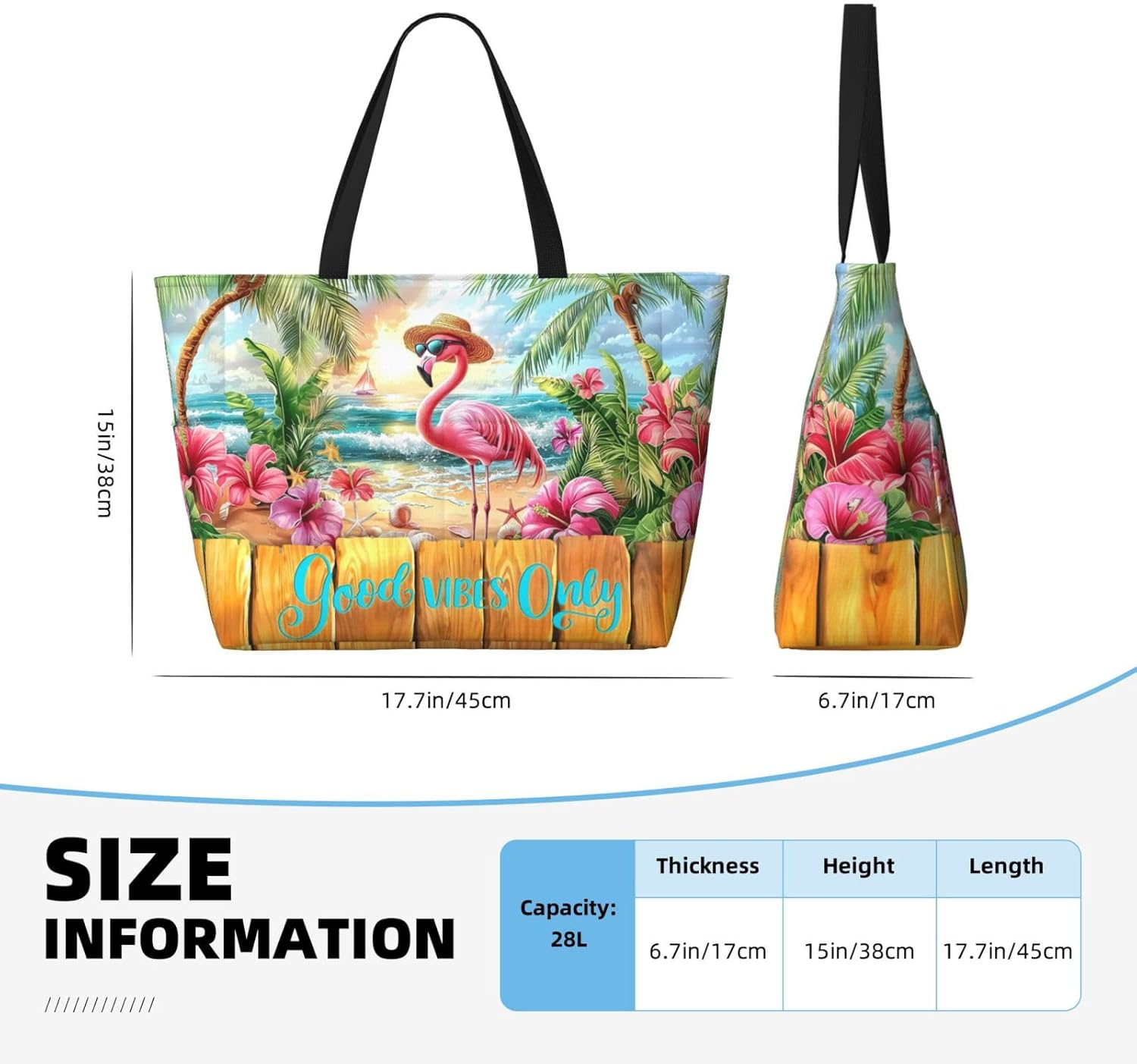 Beach Bag for Women, Large Waterproof Sandproof Tote with Zipper, Foldable Lightweight Swim Bag for Beach Pool Gym - Image 5