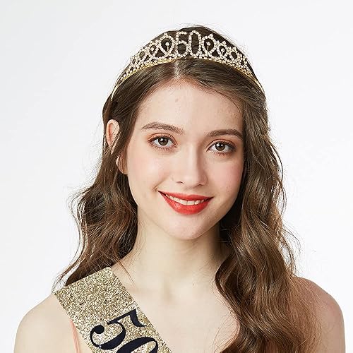 Miniatura 3 de ADBetty Juego de tiara de 50 y fabulosa banda y diamantes de imitación  Banda de 50 cumpleaños 50 regalos de fiesta