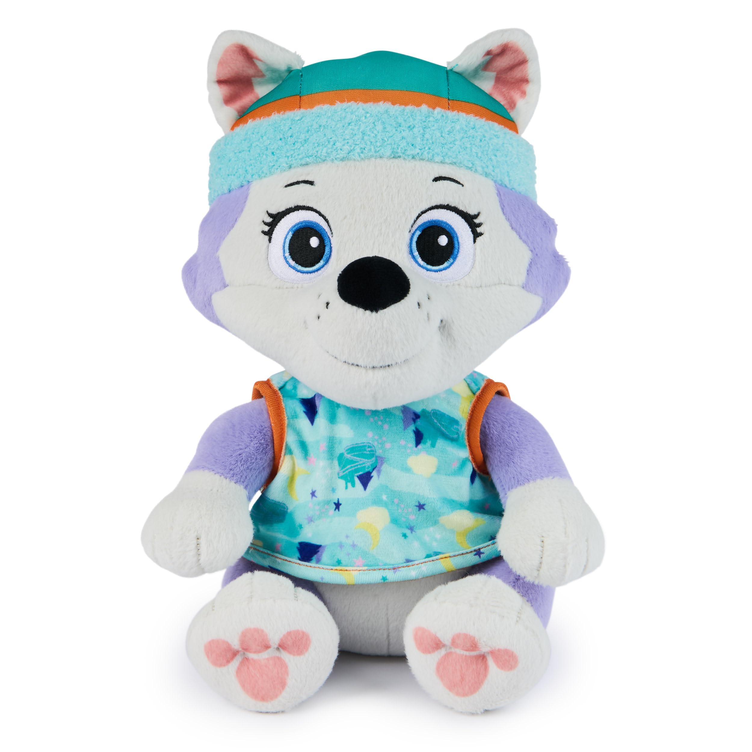 PAW Patrol, Bedtime Plüschtier Everest, 25,4 cm, mit wendbarem Outfit, Kinderspielzeug für Jungen und Mädchen ab 3 Jahren