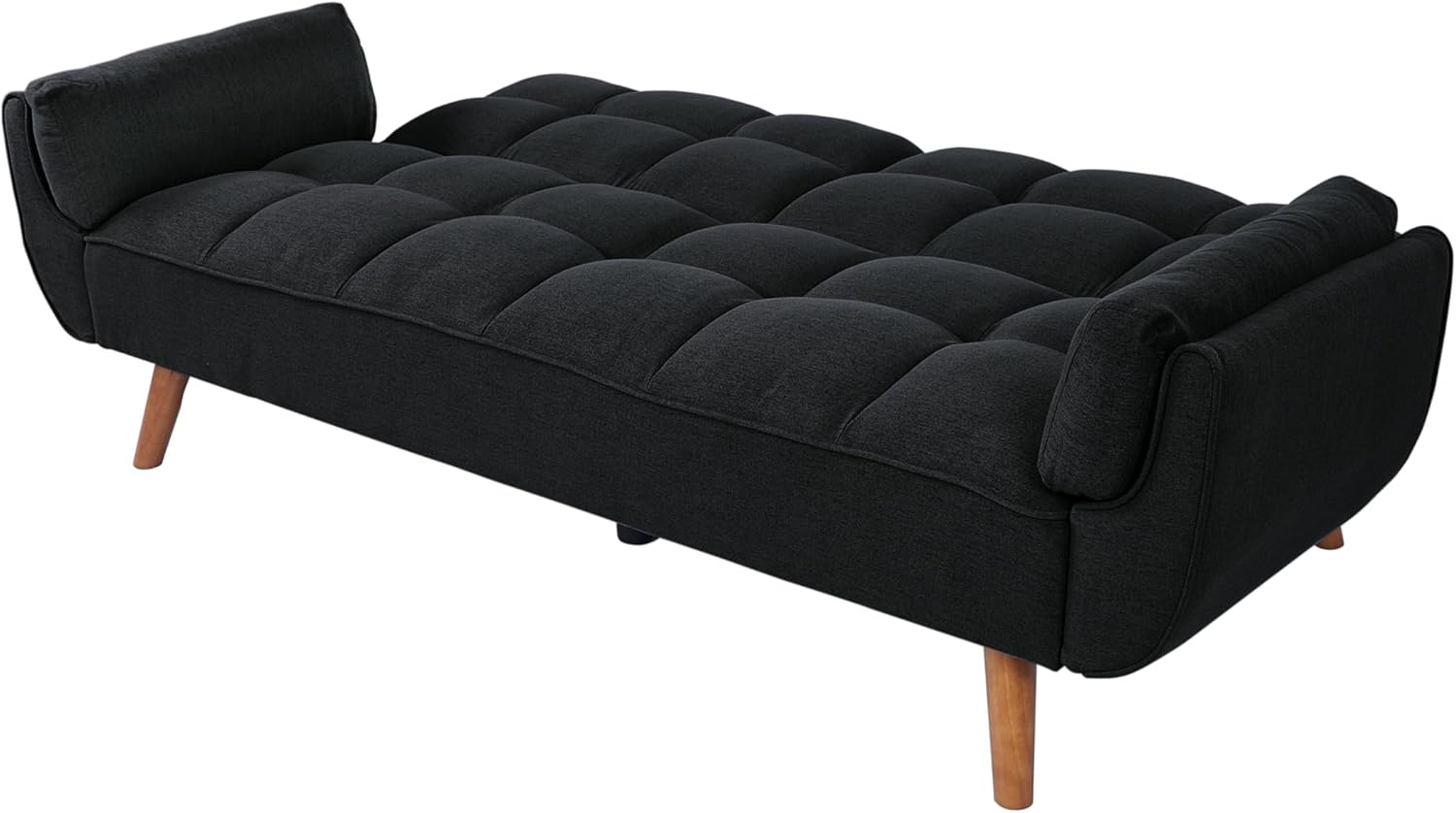 ERYE 75-Inch Linen Tufted Upholstered Futon Sofabed for Bedroom Living Room, Modern Convertible Futon Loveseat Sleeper Sofa Bed with Adjustable Backrest and 2 Pillows | Easy to Assemble