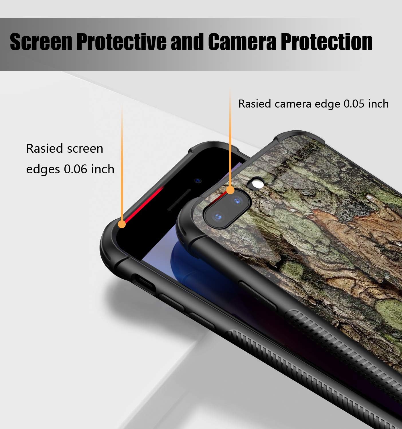 DAHAOGUO iPhone 7 Case, iPhone 8 Case,Bark camo Design for Boy Mens Heavy Duty Shockproof Protection+Rubber Hybrid Protective Case for iPhone 8 /iPhone 7