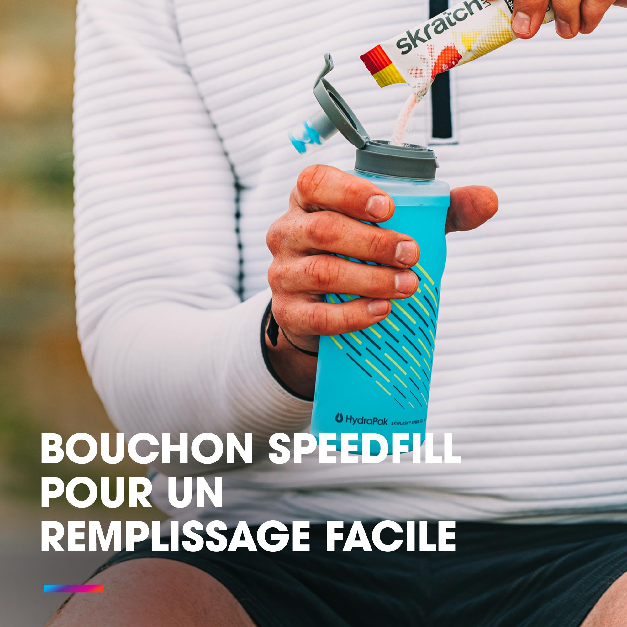 HydraPak Skyflask Speed 500 ml, Flasque avec sangle pour la main. Pour Trail et Running. Compatible avec les Gilets de Course - Gris