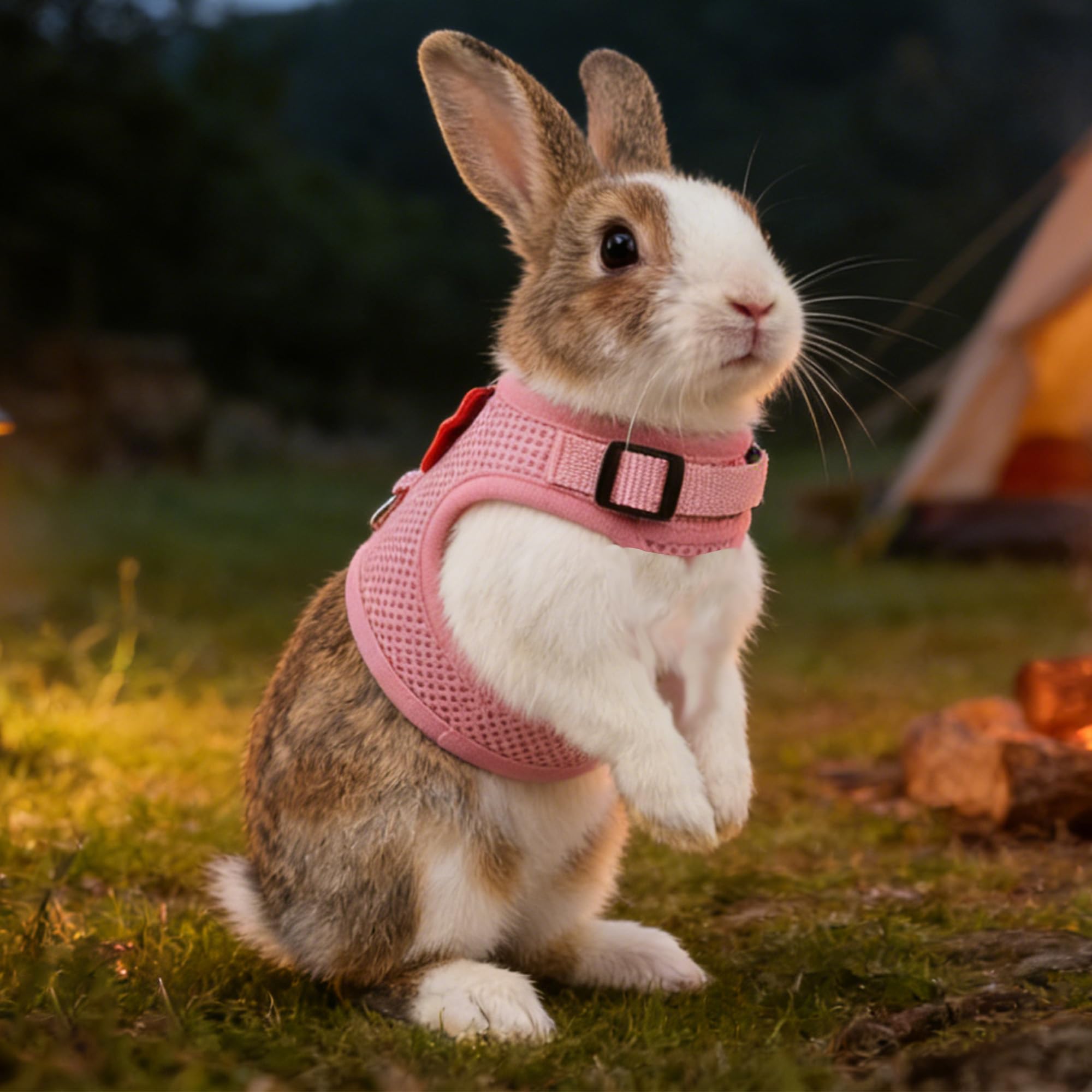 Harnais et laisse pour petits animaux, rose, taille L, en maille douce et respirante