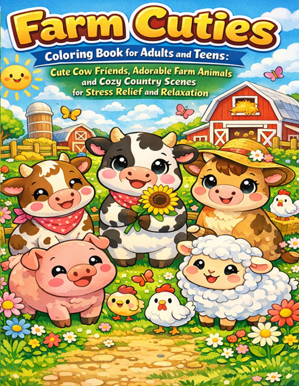 Farm Cuties Coloring Book for Adults and Teens: Cute Cow Friends, Adorable Farm Animals and Cozy Country Scenes for Stress Relief and Relaxation: A ... Cozy Barn Scenes and Peaceful Country Life