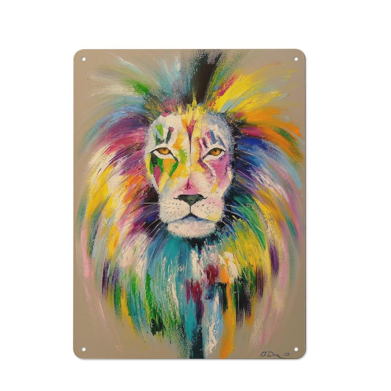 Junmoney Lion Vintage Metal Sign 40X30cm For Dining Room Or Kitchen, Suited To Home Decor Collectors
