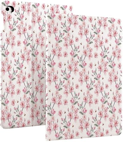 Funda para iPad 10.2 2019 (7a generación), diseño de flores japonesas de jardín floreciente de Sakura Cherry Branches ultradelgada de piel sintética con función de reposo/activación automática para i Informática,Componentes,Dispositivos externos,Cajas de ordenador de sobremesa