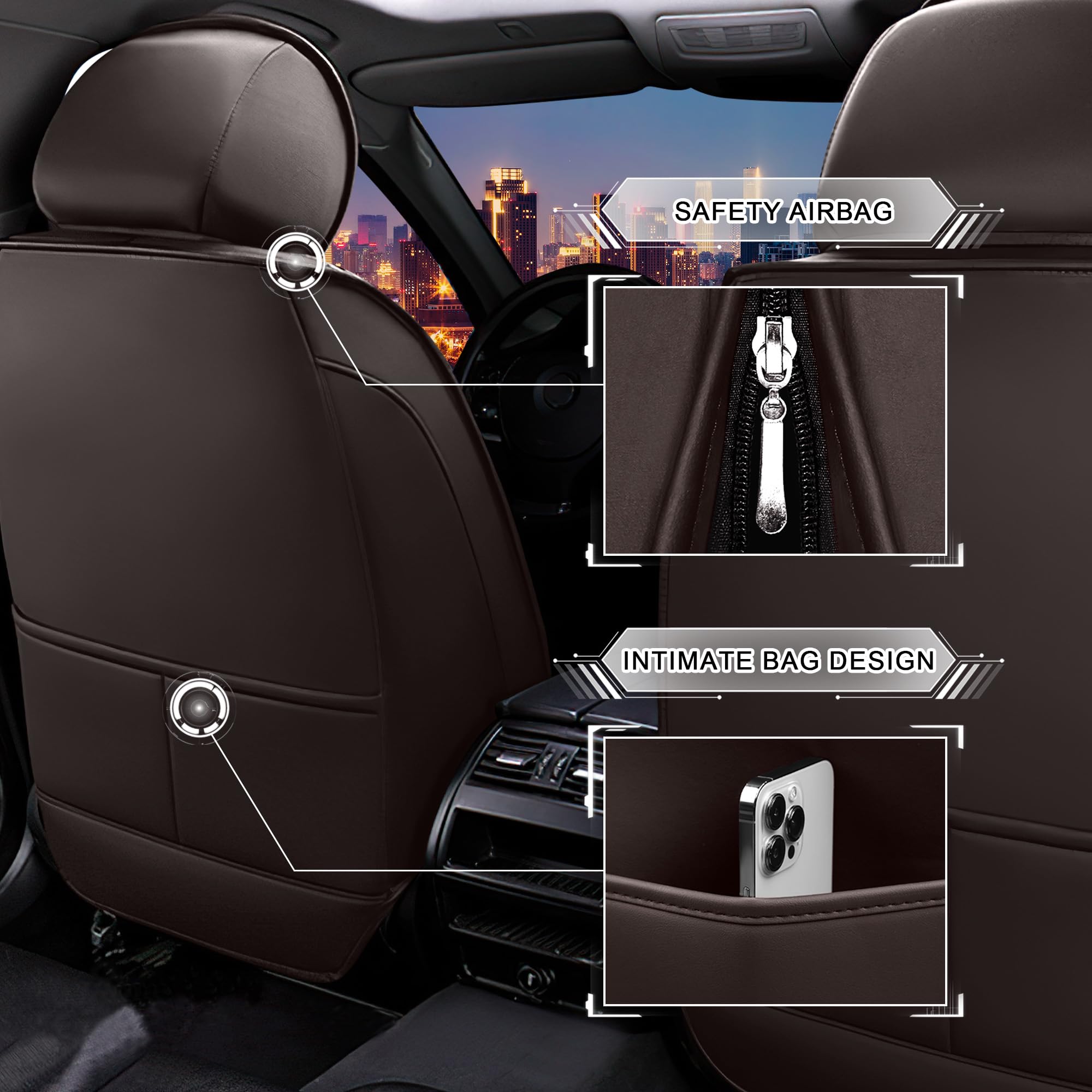 Car Seat Covers Mitsubishi Outlander PHEV 2018-2026 Nappa Leather 5 Seats Coffee image 4