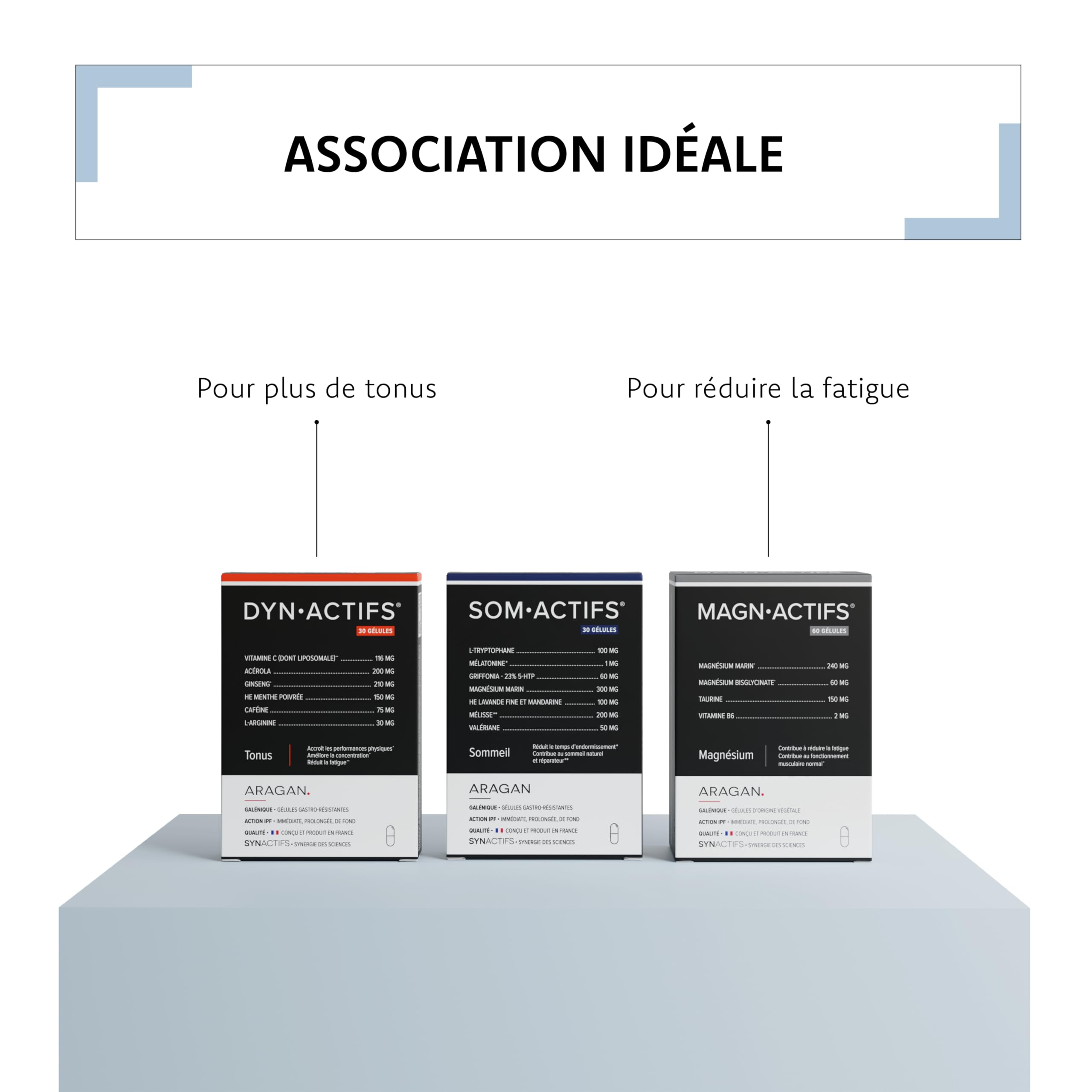 ARAGAN Synactifs Lot de 2 Somactifs - Complément Alimentaire Sommeil Adulte - Mélatonine, Mélisse, Valériane, Huiles essentielles, Magnésium - 60 gélules- 15 jours à 1 mois de prise Fabriqué en France