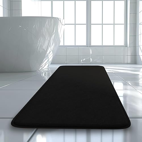 Miniatura 25 de Alfombra de baño de lujo – 1 pieza de tapete de baño con espuma viscoelástica, antideslizante y ultrasuave, altamente absorbente, fácil de limpiar -