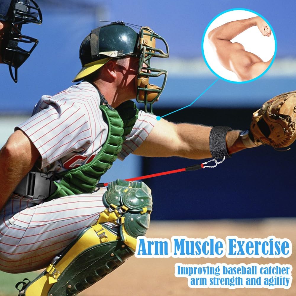 Complete Baseball Resistance Training Bundle – Baseball Resistance Trainer & Catcher Training Belt for Arm Strength, Pitching, Throwing, Catching Mechanics, Bands for Players