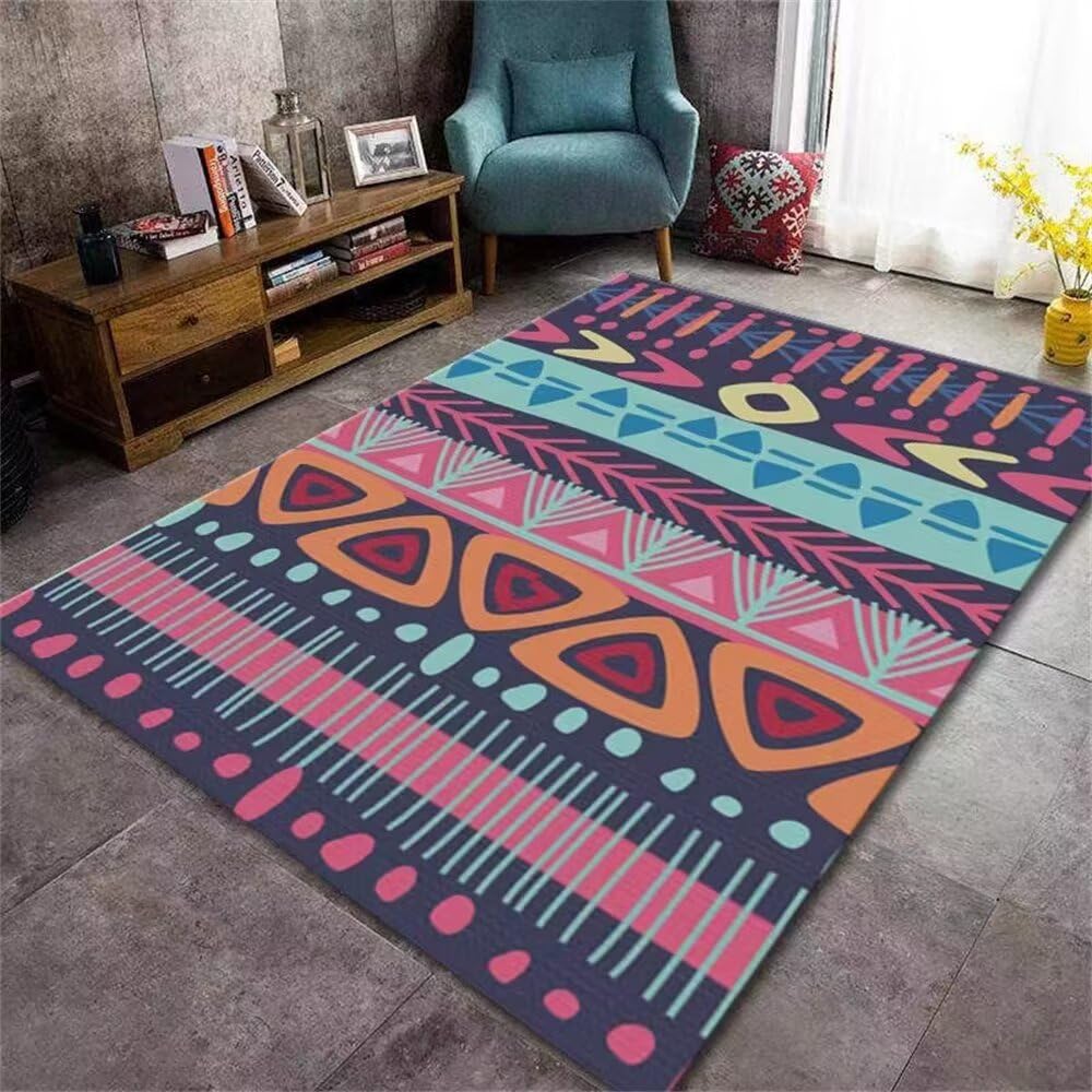 Tapis pour chambre ado garcon bleu et grand tapis enfant fille vintage 200x300cm