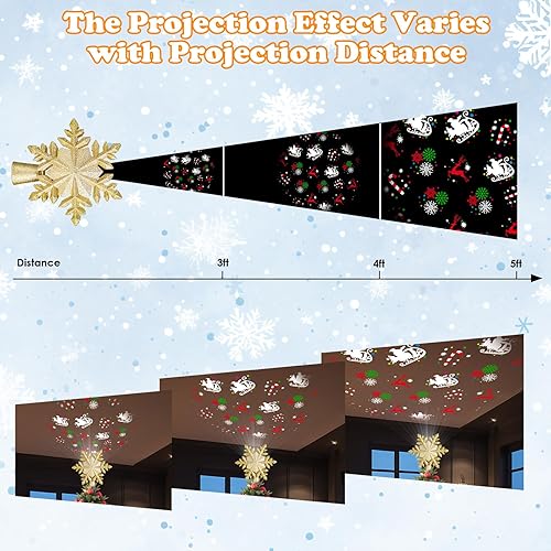 Miniatura 4 de Decoración para árbol de Navidad, estrella iluminada con luz LED giratoria de estrella, estrella dorada con purpurina 3D, luces de proyector de