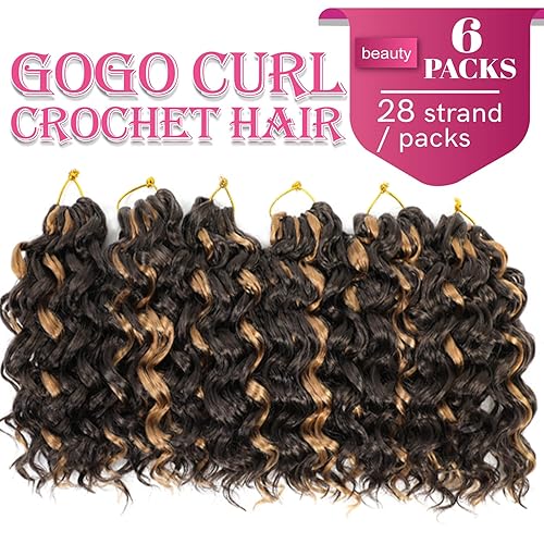 Miniatura 2 de Gogo - Cabello rizado de ganchillo de 8 pulgadas, cabello corto rizado de ganchillo para mujeres negras, rizos de playa, cabello rizado con trenzas