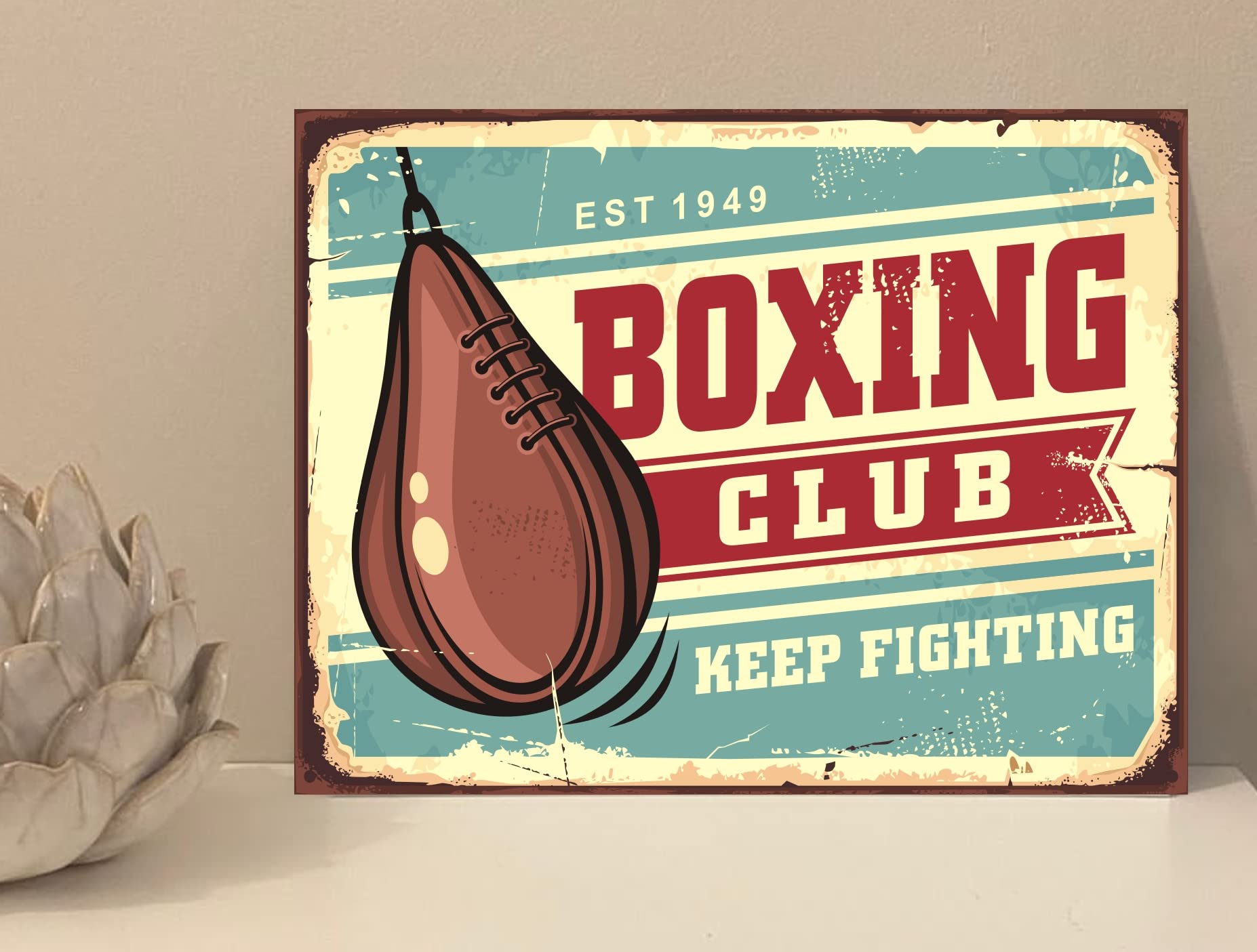 1x Boxing Club Rustic Retro Metal Plaque Sign Gift House Novelty (mt112) (200mm x 150mm)