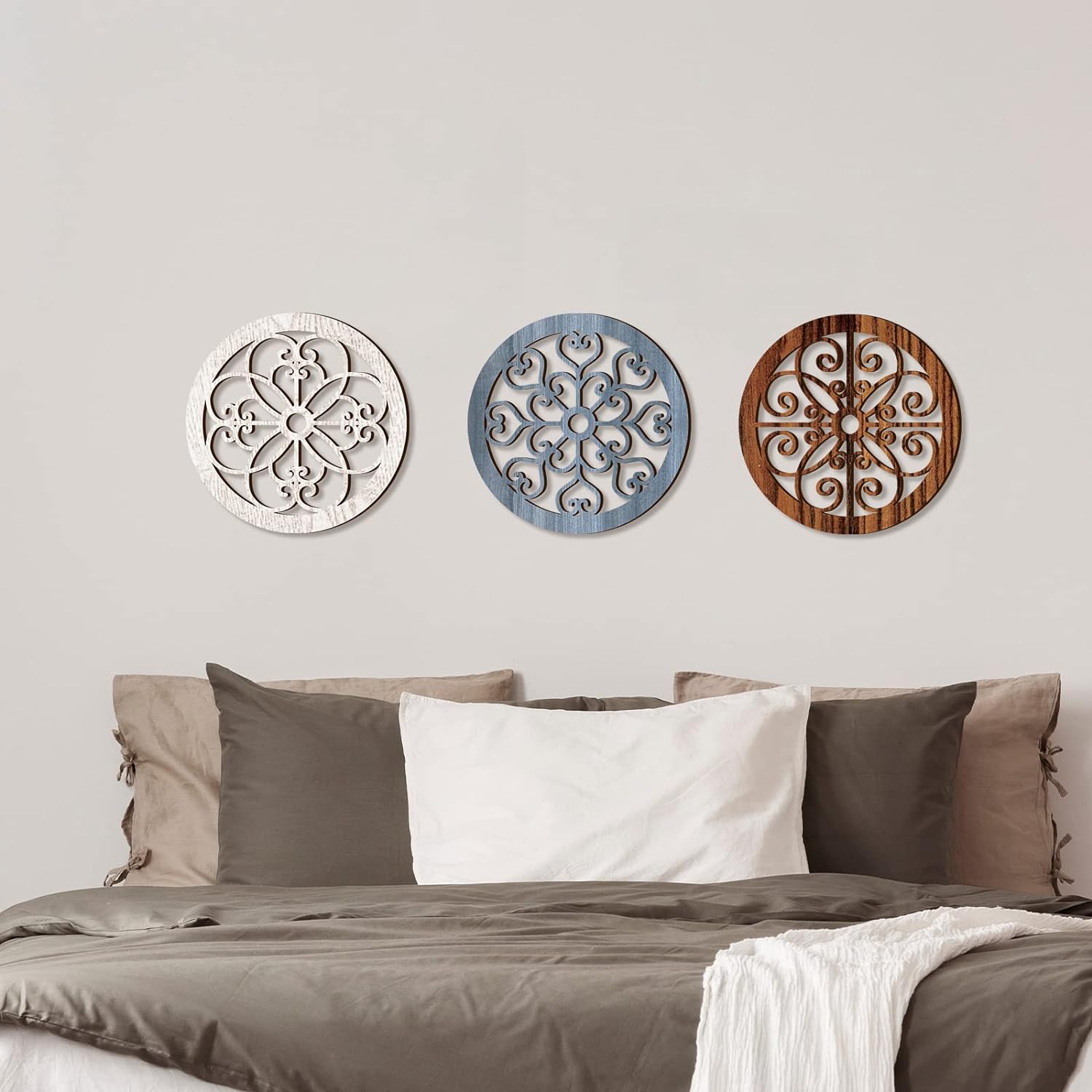 Blulu 3 Pcs Thicken Rustic Wall Decor, Wood Hanging Decor, Vintage Style image 5