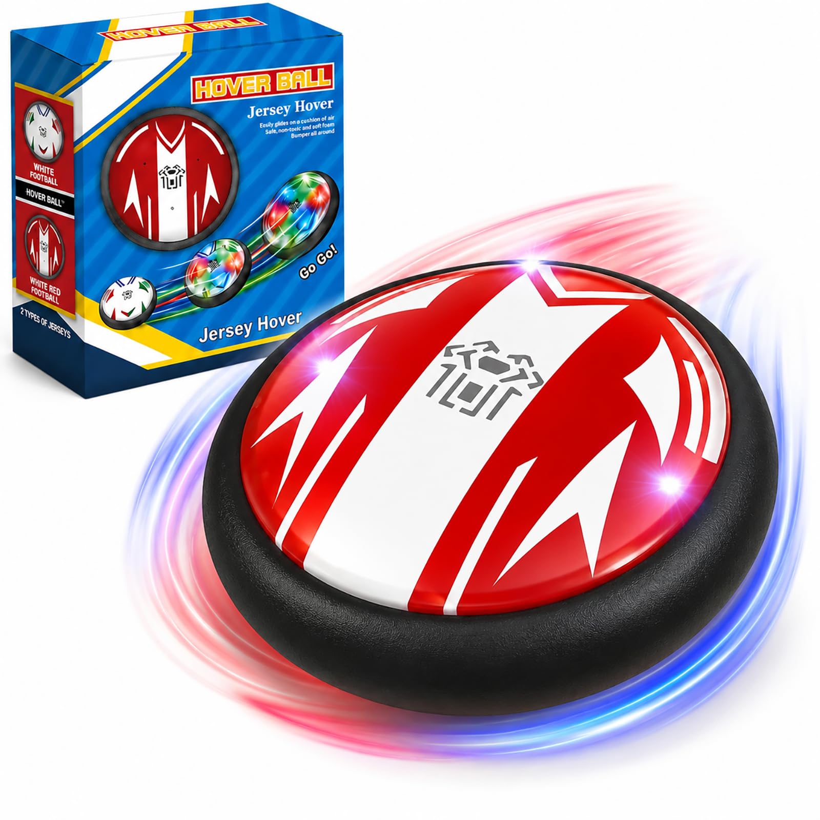 Light Up Hover Football for Kids, Indoor LED Air Soccer Toy, Ages 3-12