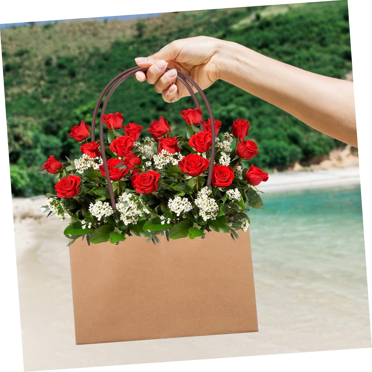 NULYLU 10pcs Handheld Bags Multi-function Wrapping Bags for Flowers Convenient Displaying for Parties Easy to Use for Takeaway Food Items image 3