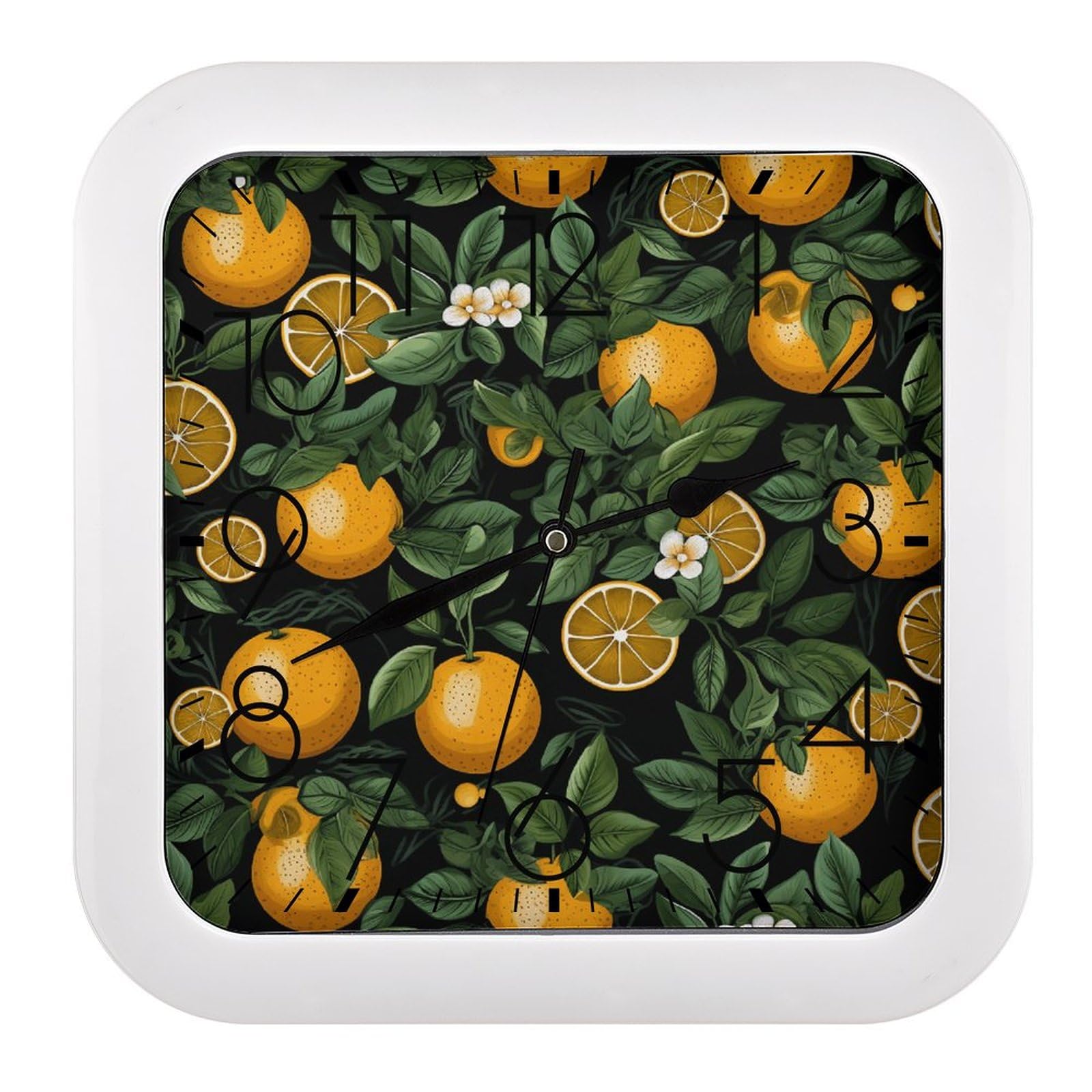 Horloge murale silencieuse sans tic-tac carrée orange anti-bruit bureau