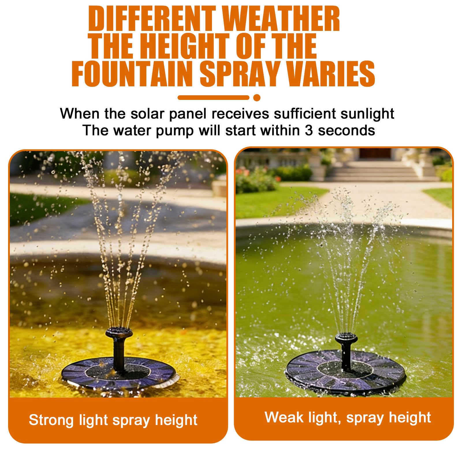 2 fontane solari per esterni: 8 effetti, pompa solare per laghetto, pompa ad acqua solare, versatile, fontana galleggiante, ideale per giardino, stagno o piscina, per applicazioni all'aperto