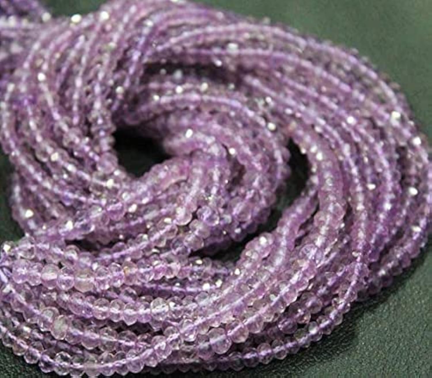 Améthyste rose en perles rondelles facettées 3.5mm pour fabriquer un cadeau personnalisé