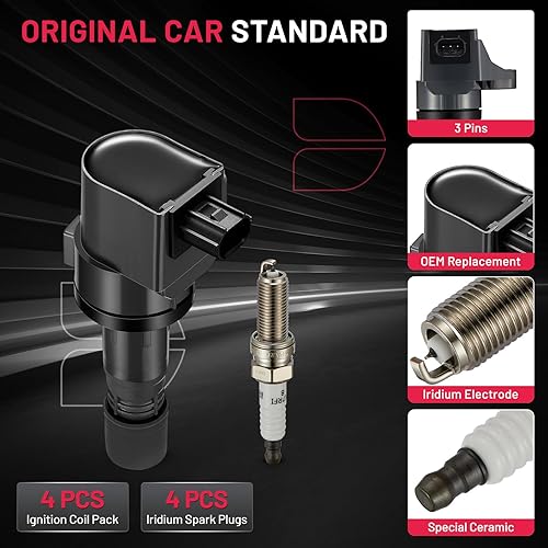 Vista 214 de BDFHYK Paquete de bobinas de encendido y bujías de iridio compatibles con Acura RSX Honda Accord Civic CR-V Element repuesto para UF583 UF311