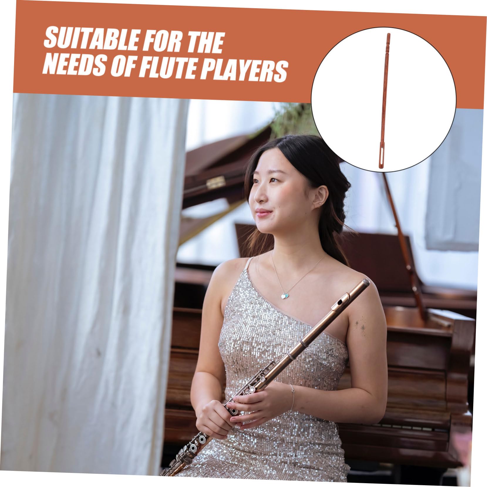 Totority Flute Accessories Solid Wood Cleaning Rod Flute Cleaning Kit for Wind Instruments