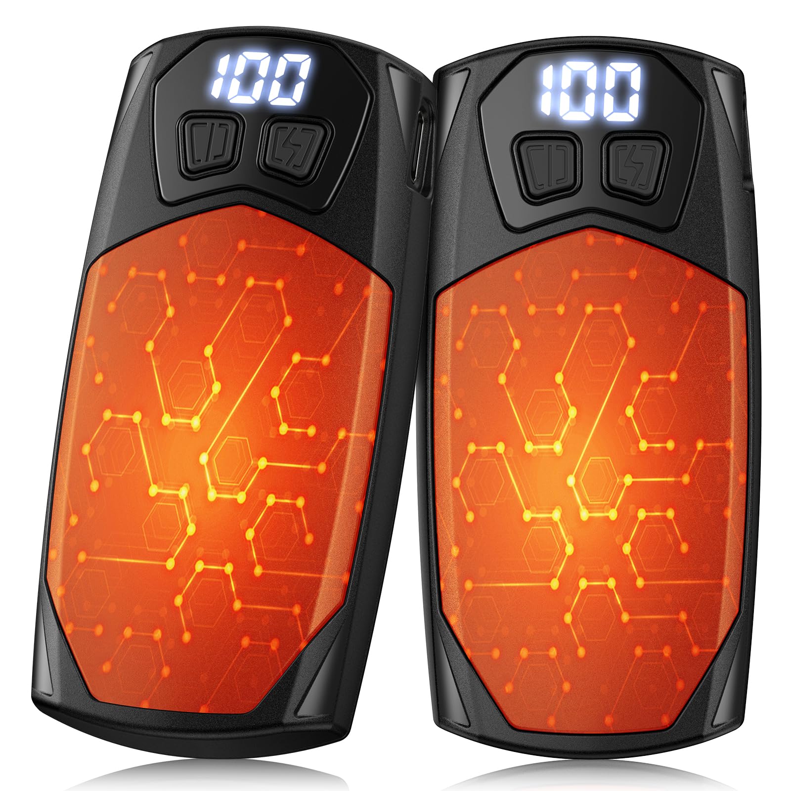 Kesguar Hand Warmers Rechargeable 2 Pack - 6000mAh Electric AI Handwarmers, LED Display & 5-Level Heating, 20Hrs Long Lasting, 2-in-1 Portable Heater, Gifts for Men/Women/Christmas/Golf/Hunting
