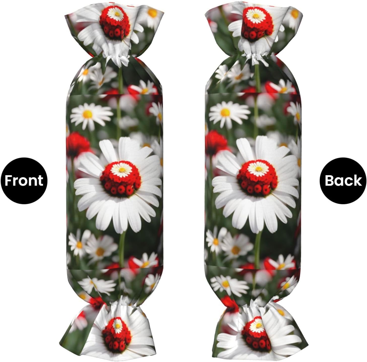 Flower and White Daisy Print Candy Cylindrical Comfortable Pillow Throw Pillows Home Decor Easy Maintenance