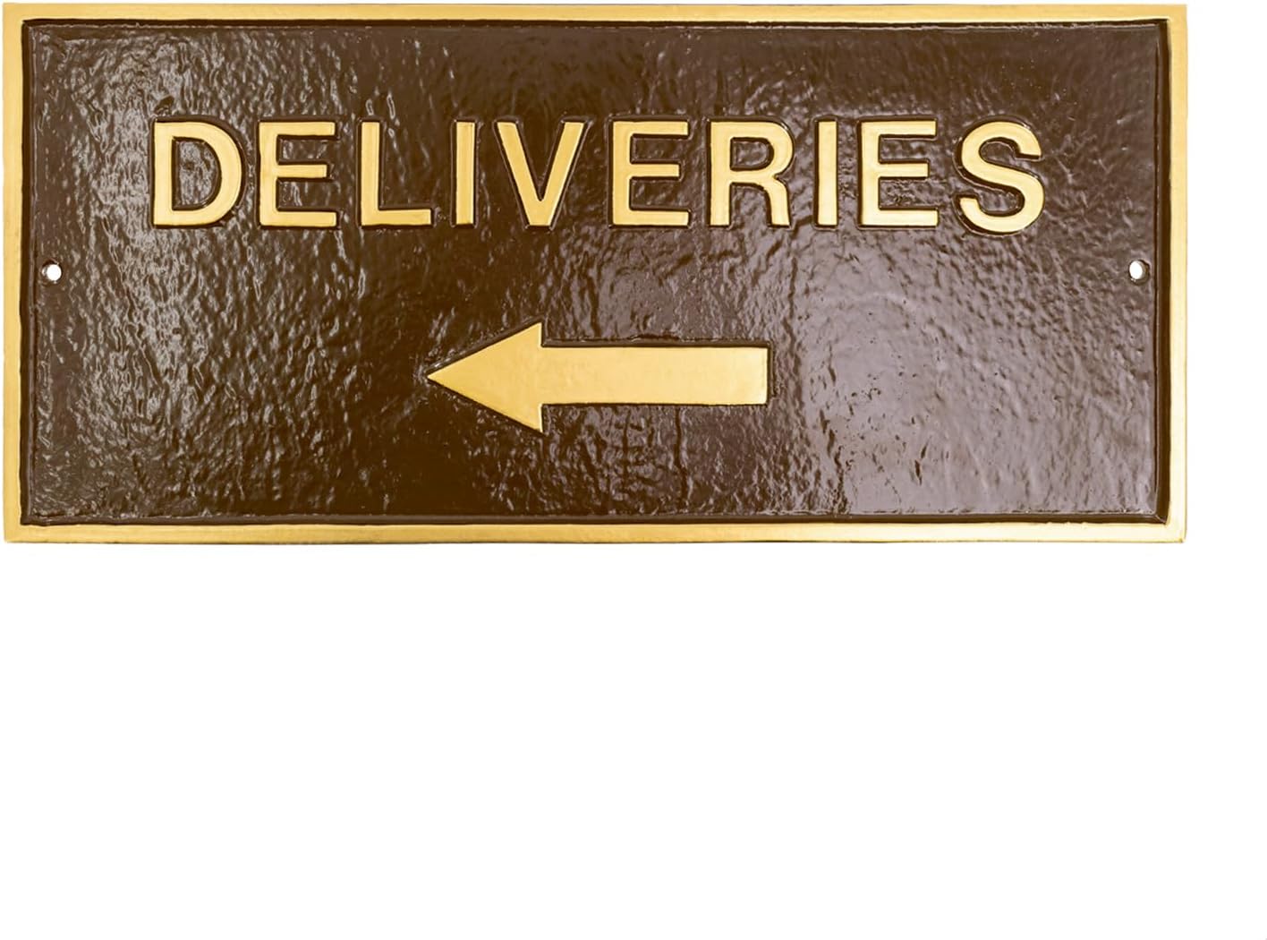 Montague Metal Products SP-99S-W-ORG Deliveries with Left Arrow Standard Wall Oil Rubbed/Gold Statement Plaque, 7.25 x 15 Wall Mount Oil Rubbed/Gold 7.25 x 15 in