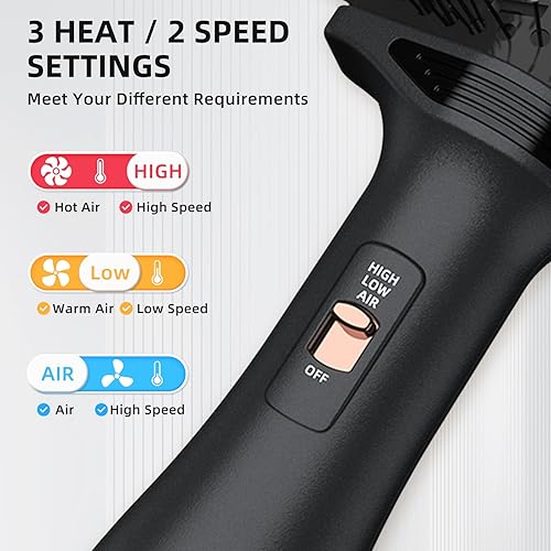 Miniatura 5 de Cepillo secador, cepillo de aire caliente 4 en 1, secador de pelo y voluminizador con iones negativos antiencrespamiento de cerámica de titanio