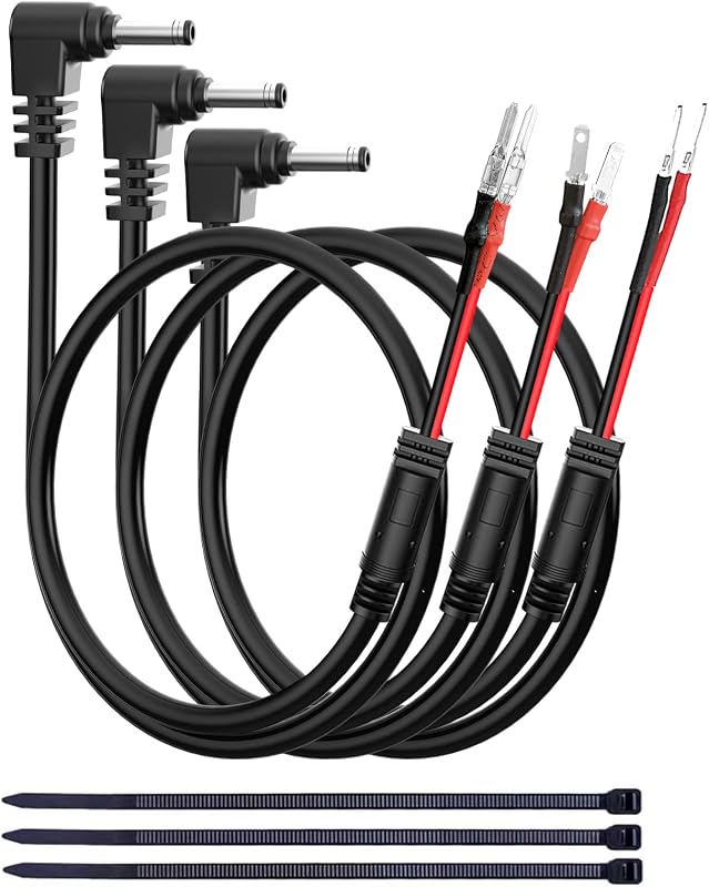 Cabo de alimentação para detector de radar DC3.5 SDSACZMU com fusível e 3 pinos – Conjunto com 3 peças