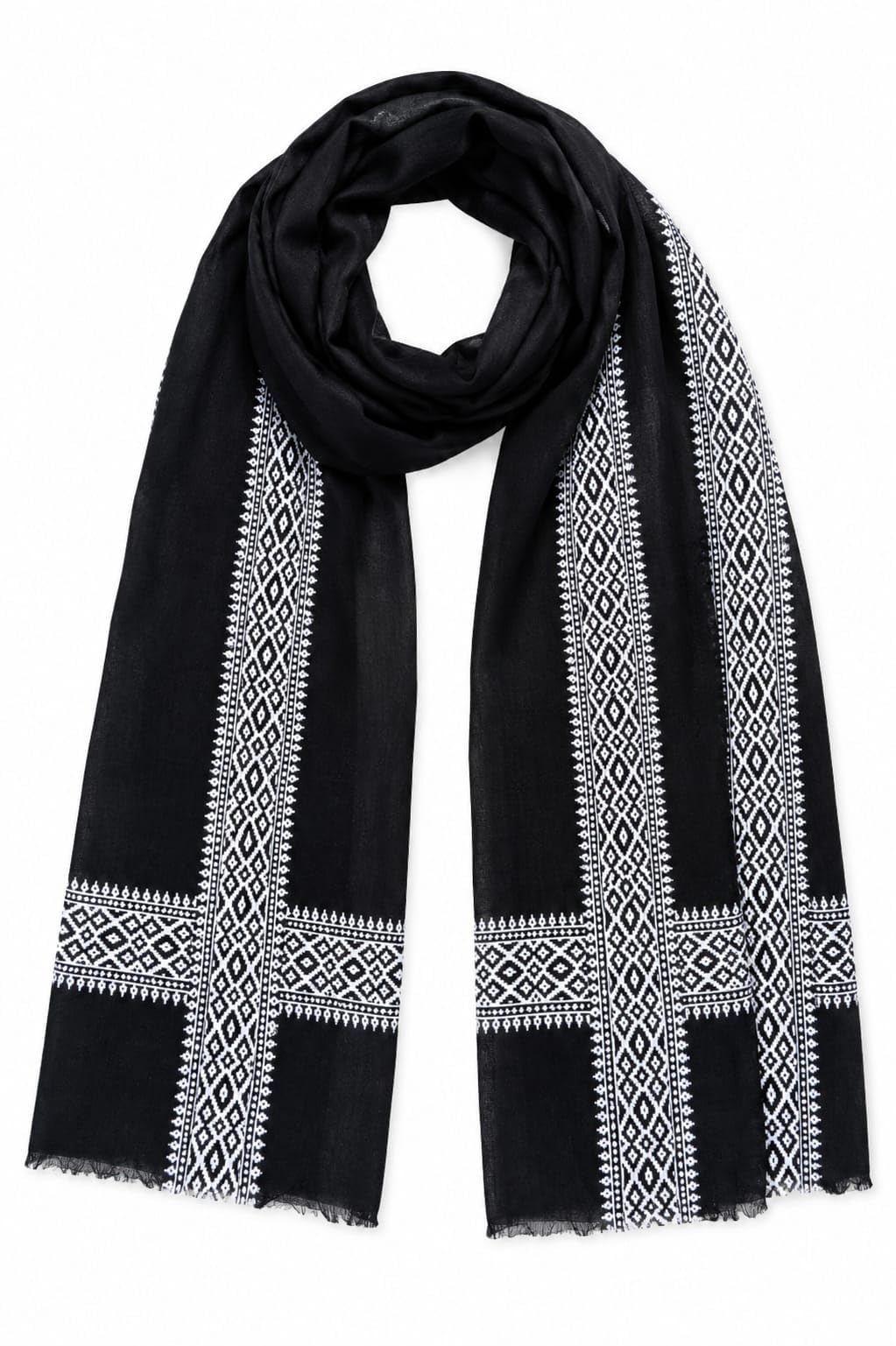 Black Cotton Gamcha with White Traditional Woven Border | Soft Lightweight Multipurpose Gamcha for Men & Women-image-26